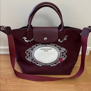 Limited Edition✨Longchamp Burgundy Embellished Shoulder Tote